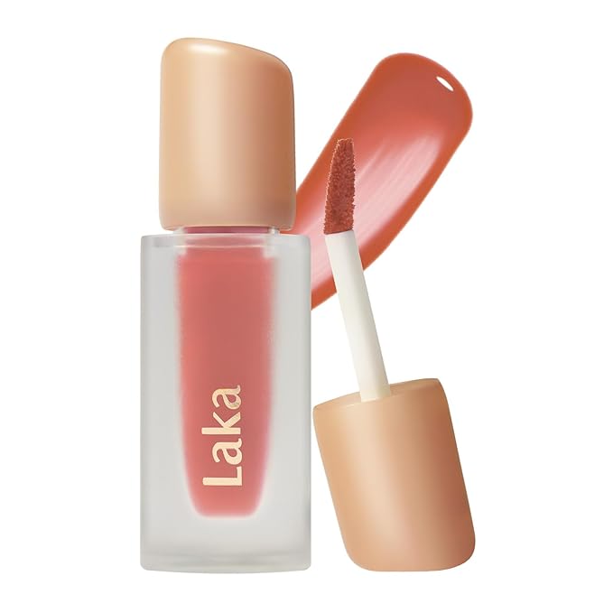 Laka Fruity Glam Tint, 4.5g/0.15oz, Glowing Lip Stain with Wide Color Spectrum, Hydrating & Lightweight Texture, Long-Lasting Bold Stain, Non-Sticky, Vegan, K-Beauty (#138 Parfait)
