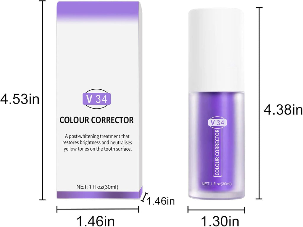 Purple Toothpaste for Teeth Whitening 2pcs Teeth Refresher Purple Color Corrector Booster Toothpaste 3D Teeth Whitening Kit for Tooth Stain Removal Enhances Tooth Brightness