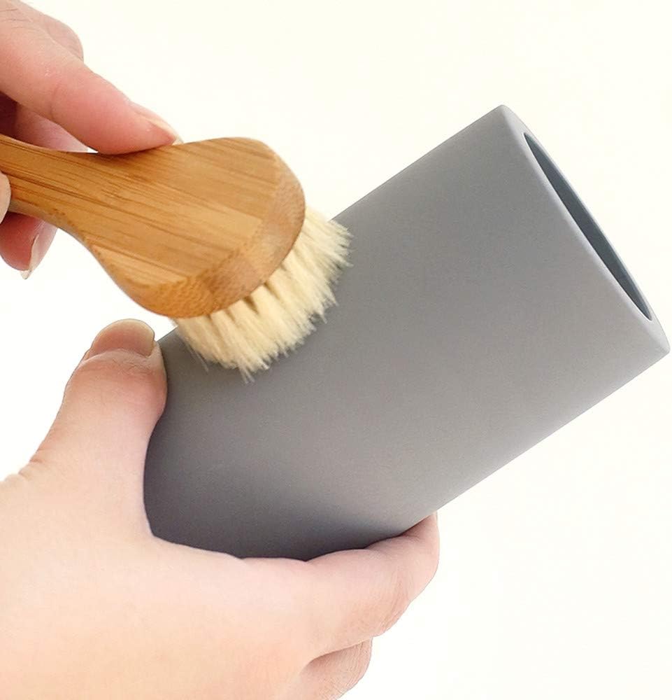 2 Pack Toothbrush Holder Bathroom Diatomite Toothbrush Organizer Stand, Water Absorption Fast Drying Toothbrush Cup Holder for Electric Toothbrush Toothpaste Razor Makeup Brush (Dark Grey+Light Grey)