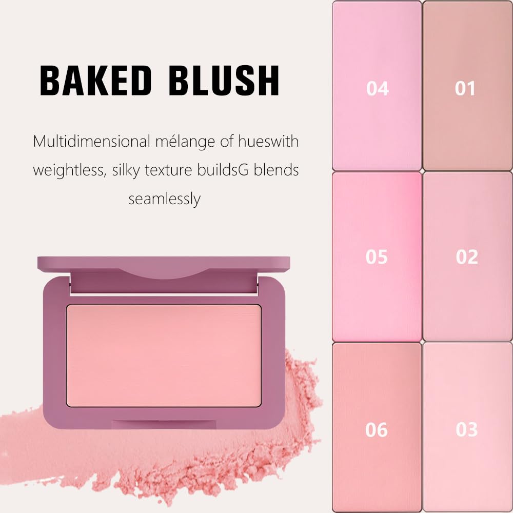 Pale Mauve Matte for Face Cheeks Blush,Natural Cream Blushes Makeup Palette, Light Monochrome Blush Creamy Powder Palette Makeup for Older Women, Blushes Eyeshadow Foundation for Every Day 06