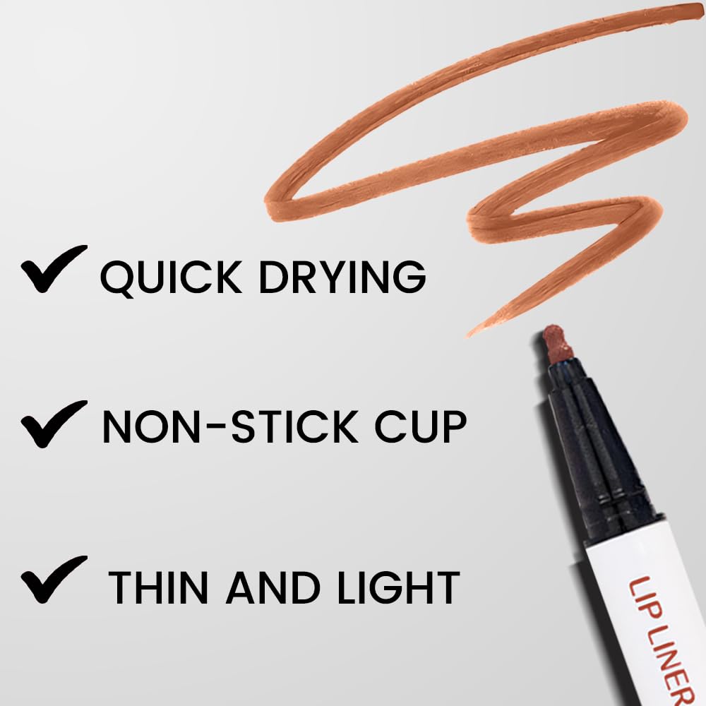 Kaely Nude Brown Longwear Liquid Lip Liner Waterproof, 24 Hour Long Lasting Lip Liner Stain Marker Pen, 2-in-1 Matte Semi Permanent Lipliner & Lipstick, Vegan & Cruelty-Free, 12