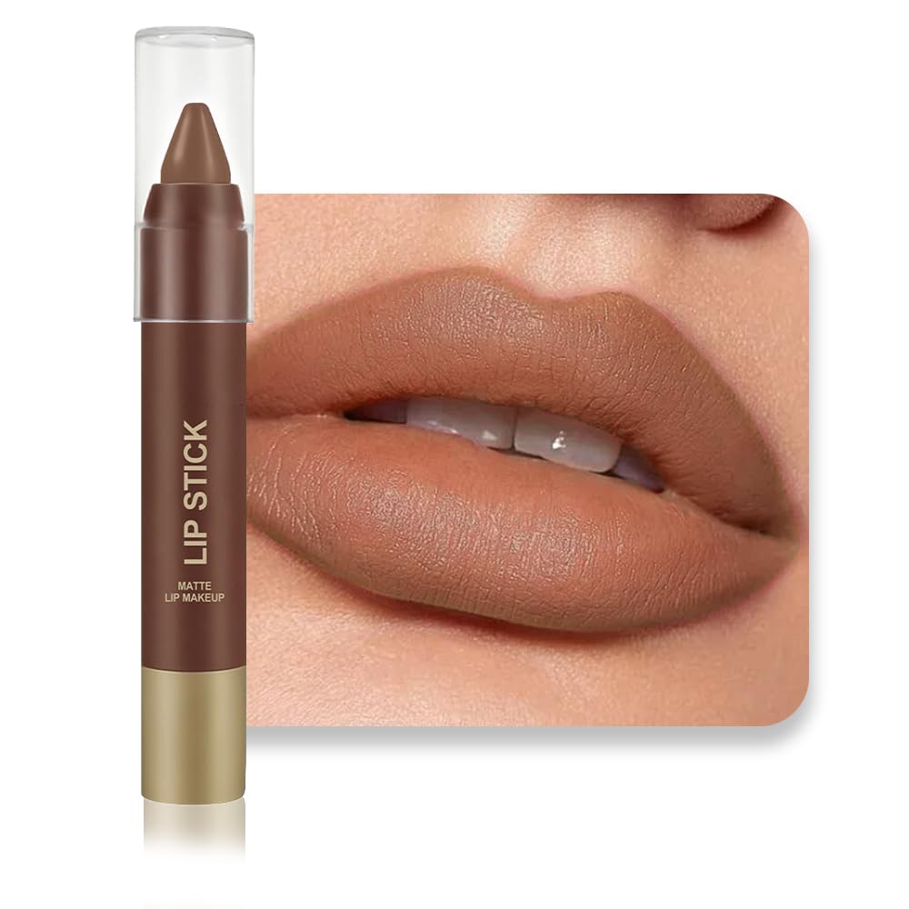 BINGBRUSH 2 in 1 Lip Liner and Lipstick Combo, Matte Lipstick Long Lasting Waterproof Lip Pencil Crayon, Smudge Proof Lip Stain,Hign Pigmented Women’s Makeup (01#Morning Latte)
