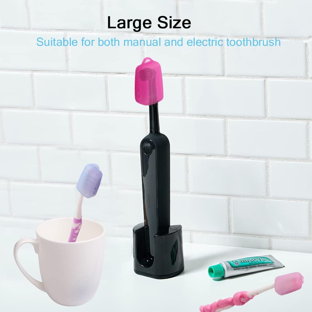 V-TOP Toothbrush Covers Caps, 10 Pack Toothbrush Head Cover for Travel, Silicone Portable Tooth Brush Protecter Cover Pod Case for Home and Outdoor