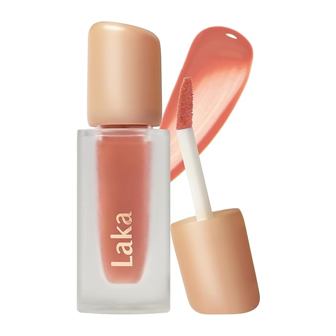 Laka Fruity Glam Tint, 4.5g/0.15oz, Glowing Lip Stain with Wide Color Spectrum, Hydrating & Lightweight Texture, Long-Lasting Bold Stain, Non-Sticky, Vegan, K-Beauty (#125 Mango)