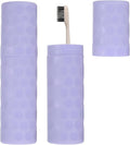 uxcell 2Pcs Travel Toothbrush Case, 8.1x2.2x1.6 Portable Travel Toothbrush Holder with Dot, Plastic Toothpaste Container for Bathroom, Gym, Business Trip, Camping, Purple