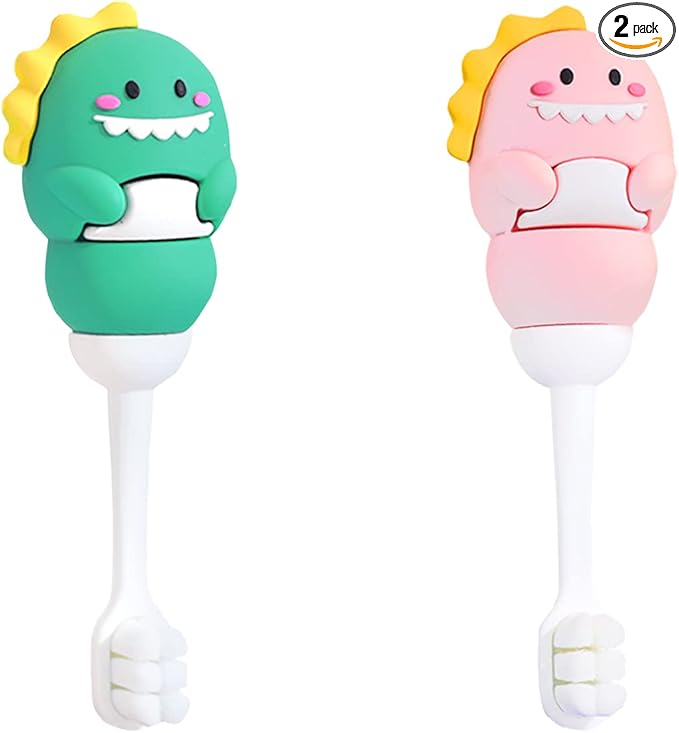 Toddler Toothbrush with Tongue Cleaner & Extra Soft Bristles | BPA-Free, Ergonomic Grip & Non-Slip Handle | Gentle Care for Kids 1-6 Years (Green, Pink)