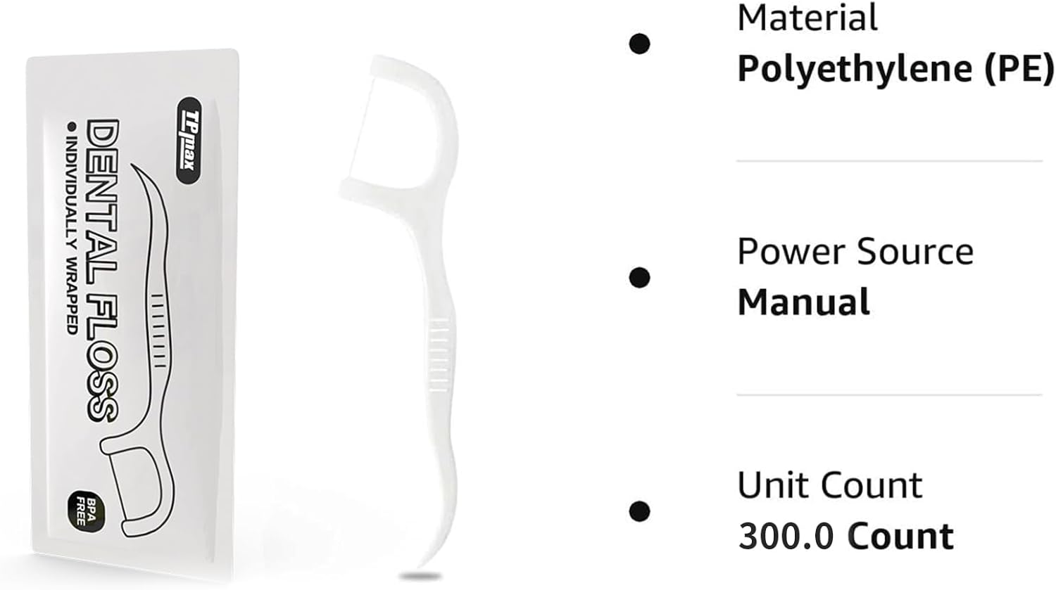 300 Count Dental Flossers Each Individually Wrapped, Floss Singles Bag, Travel Hotel Restaurant Office Car Dental Floss, Floss Picks Oral Care Teeth Clean Flat Wire