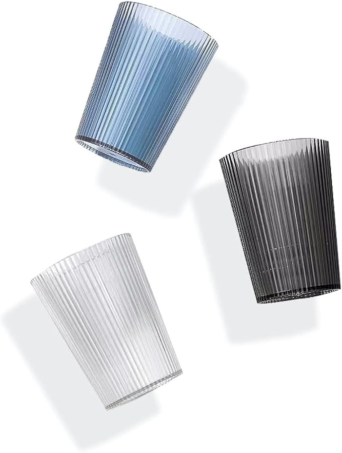 Toothbrush Cup Holder, Bathroom Tumbler, Unbreakable Cup, Reusable mouthwash Cup, mug3PCS (Blue&Clear&Grey)