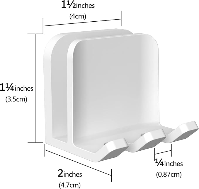 2 PCS Self-Adhesive Toothbrush Holders Wall Mounted, Water Proof Toothbrush Hook, 2 in 1 with Toothbrush Hanger and Gargle Cup Holder for Bathroom Shower (White)