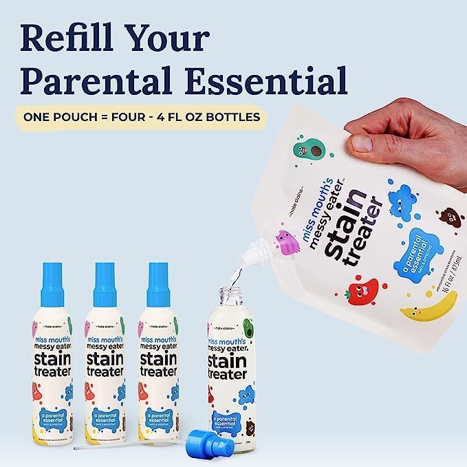 Miss Mouth's Messy Eater Stain Treater - 2 Pack Stain Remover Spray and 16oz Refill Pouch