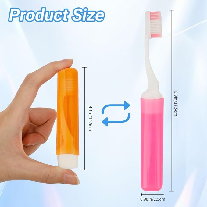 5PCS Travel Toothbrush Travel Toothbrush Set Mini Toothbrushes Folding Traveling Tooth Brush Portable Travels Size Toothbrushes with Case Individually Wrapped Small Tooth Brush for Home Camping Hiking