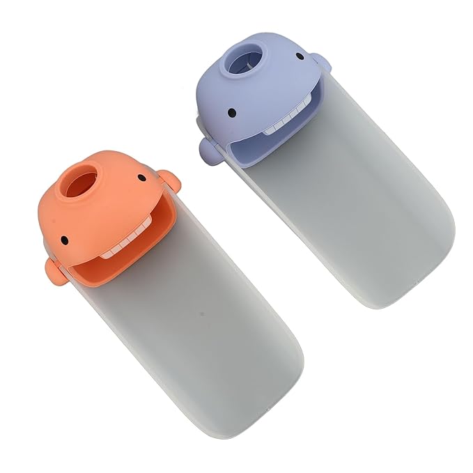 2Pcs Kids Faucet Extender for Hand Washing, Cute Cartoon Shape Sink Faucet Extender, Toddlers Bathroom Kitchen Accessories with Wide Splash, Soft Silicone and PP Material