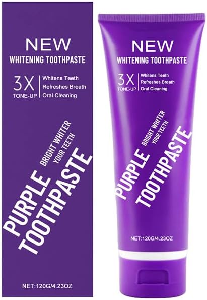 2025 New Whitening Purple Toothpaste,3X White Brilliance Toothpaste, Fluoride-Free Teeth Whitening,Tooth Stain Removal Colour Corrector (1)
