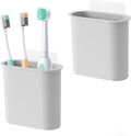 2 Packs Toothbrush Holders Wall Mounted, Self Adhesive Tooth Brush Holder for Bathroom Electric Toothbrush Toothpaste Razor Bathroom Accessories(Grey