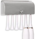 6-Slot Stainless Steel Toothbrush Holder with Cover - Wall Mounted, Dustproof, Self-Adhesive, Rustproof Bathroom Organizer for Toothbrush Storage (Silver)