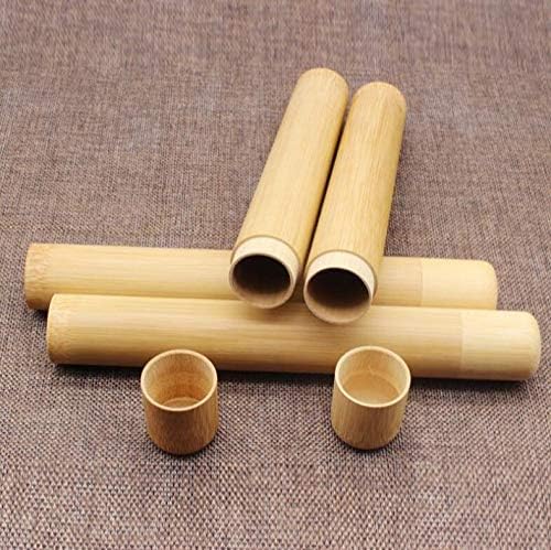 vipolish 2 Pcs Eco-friendly Healthy Natural Bamboo Toothbrush Storage Empty Portable Reusable Toothbrush Container Holder Personal Cleaning Tools Case Tube for Travel Trip