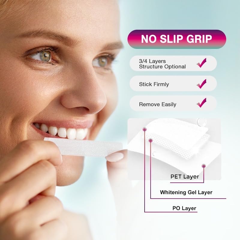 Peroxide Free Teeth Whitening Strips 14 Treatments - New Gentle Formula for Sensitive Teeth. Deep Stain Removal - Coconut Oil, Sage, Lemon Peel, Dead Sea Salt for Beautiful Bright Smile. (28 Strips)