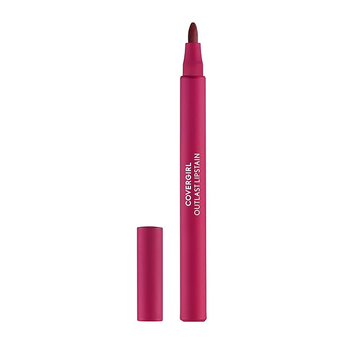 Covergirl Outlast, 50 Heat Wave, Lipstain, Smooth Application, Precise Pen-Like Tip, Transfer-Proof, Satin Stained Finish, Vegan Formula, 0.06oz