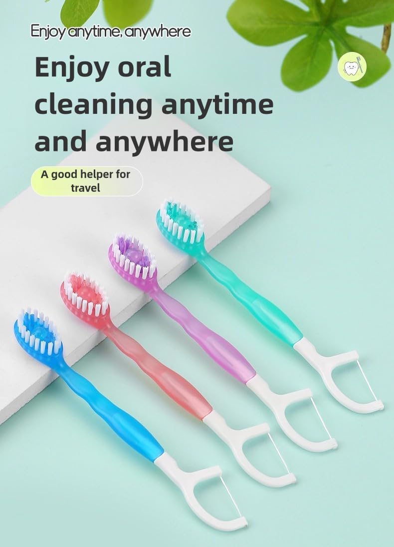 Small Toothbrush Disposable with Toothpaste,Tongue Scrapers,Floss and Pick.Travel Tooth Brush Pack for Work or Travel.Individually Wrapped, 26 Count, Mint and Three Other Fruit Flavors