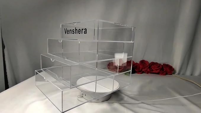 Venshera 4-Drawer Acrylic Organizer – Clear Storage Box with Sliding Drawers for Bathroom, Vanity, Desk, or Makeup. (Clear white)