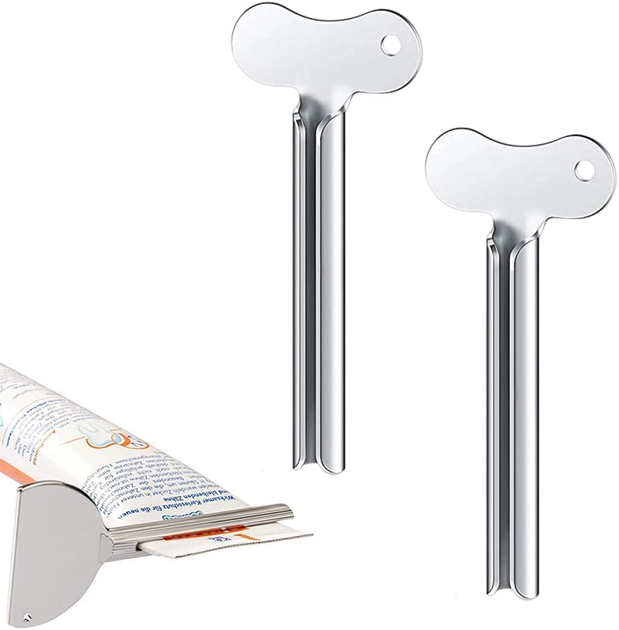 Toothpaste Squeezer, Metal Tube Squeezer Key Stainless Steel Toothpaste Roller Tube Wringer for Paint, Cream, Cosmetic and Hair Dye (B*2 PCS)