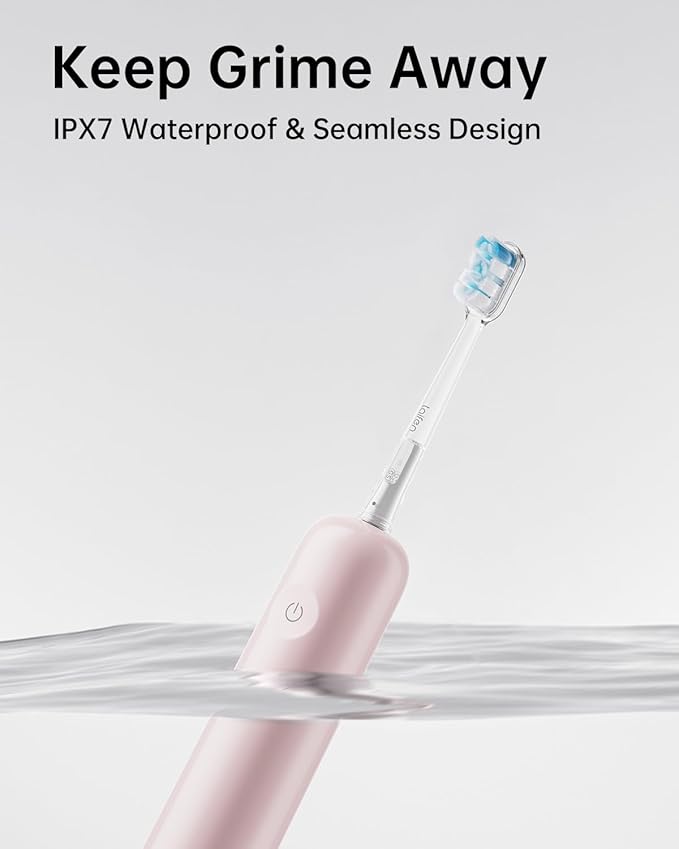 Laifen Wave Electric Toothbrush, Oscillation & Vibration Sonic Electric Toothbrush for Adults with App, 3 Brush Heads, IPX7 Waterproof Magnetic Rechargeable Travel Powered Toothbrush ABS(Pink)
