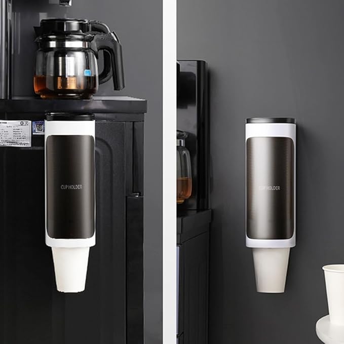 2 Pcs Cup Dispenser Wall Mounted, Bathroom Cup Dispenser Holder for 3oz-9.5oz Disposable Paper and Plastic Cups, Water Cooler Cup Dispenser with Adhesive Plate (Large White)