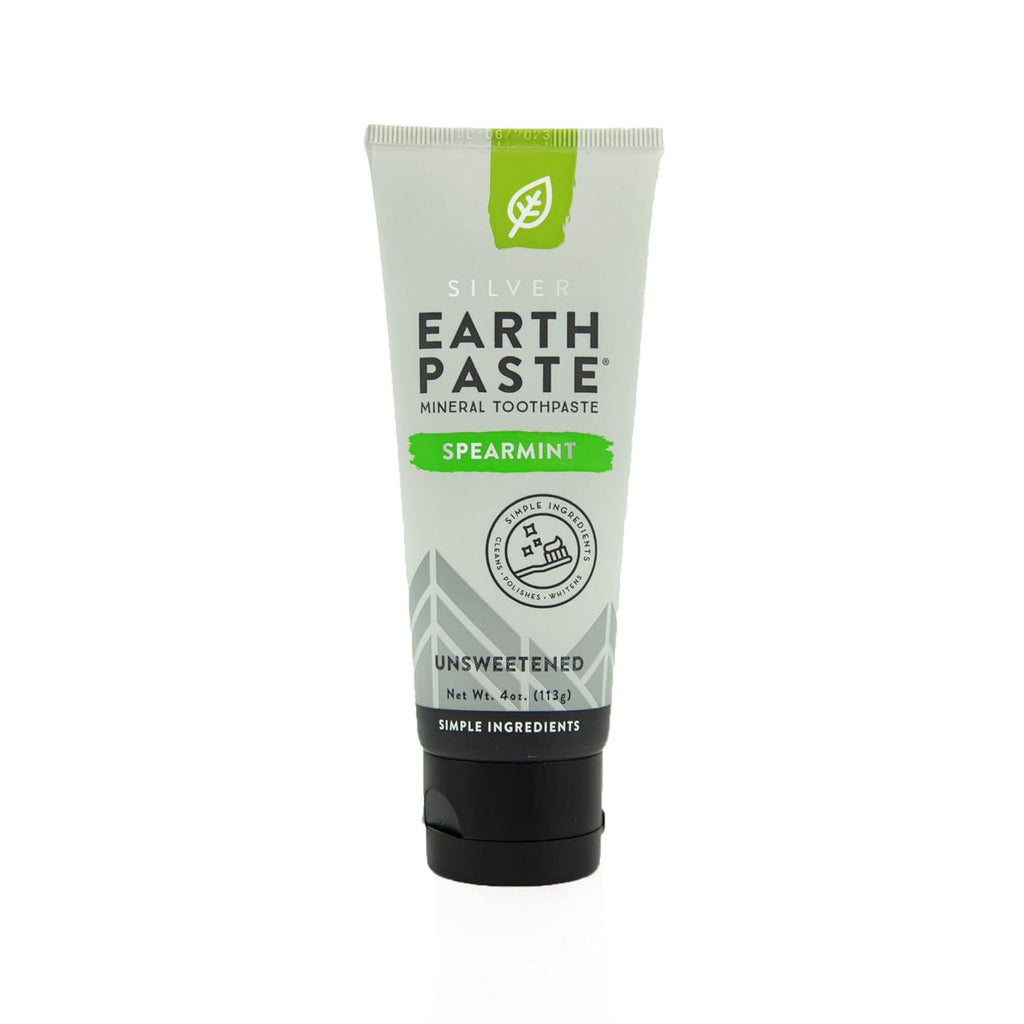 Redmond Earthpaste with Silver - Natural Non-Fluoride Toothpaste, 4 Ounce Tube (Unsweetened Spearmint)