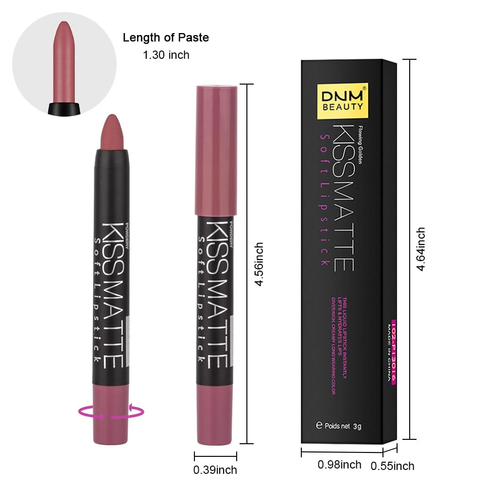 evpct 1Pcs Nude Bright Pink Matte Lip Pencil Crayon Liner for Women, Matte Lipstick Lip Stain Long Lasting Waterproof labiales mate magicos 24 horas originales pintalabios permanente 24 horas 15