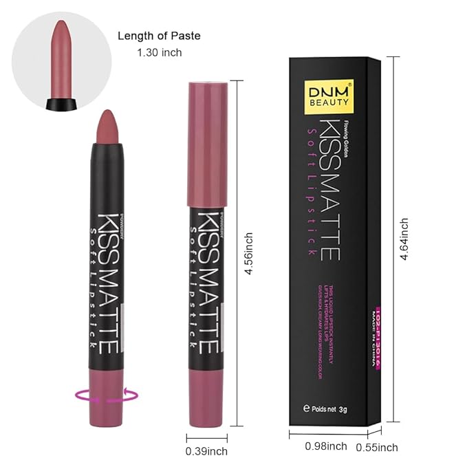 BINGBRUSH Smooth Longwear Lipstick Pack Set, Matte Color Stick Ultimate Lip Crayon for Makeup Collection - Waterproof Velvet Lipgloss Lip Stain (15#)