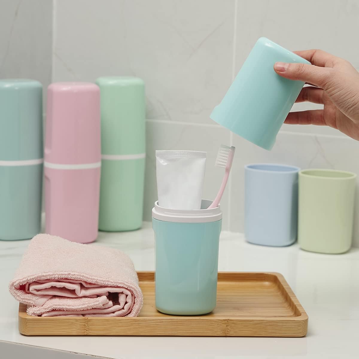 Toothbrush Travel case with 2 Packs Foldable Toothbrush .Portable Toothbrush Holders Travel for Camping Travel Business School Home (Blue)