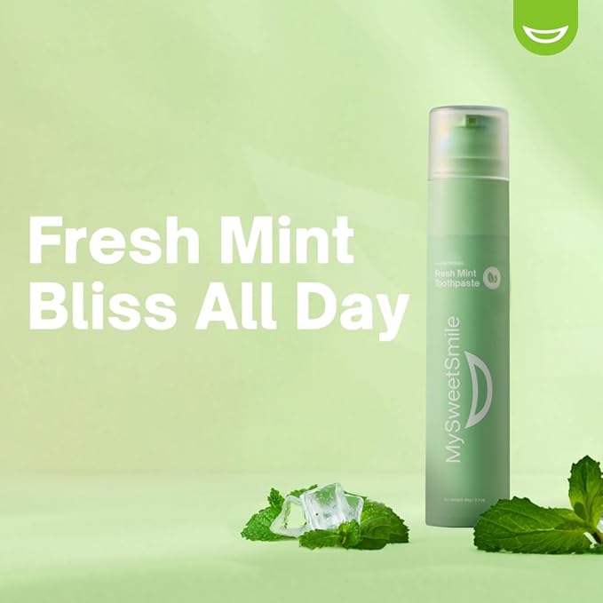 MySweetSmile Fresh Mint Toothpaste – Advanced Fluoride Formula – Strengthens Enamel & Prevents Cavities – Dentist-Approved & Enamel-Safe – IndyBest Award-Winning Brand - Makes Brushing Fun Again - 60g