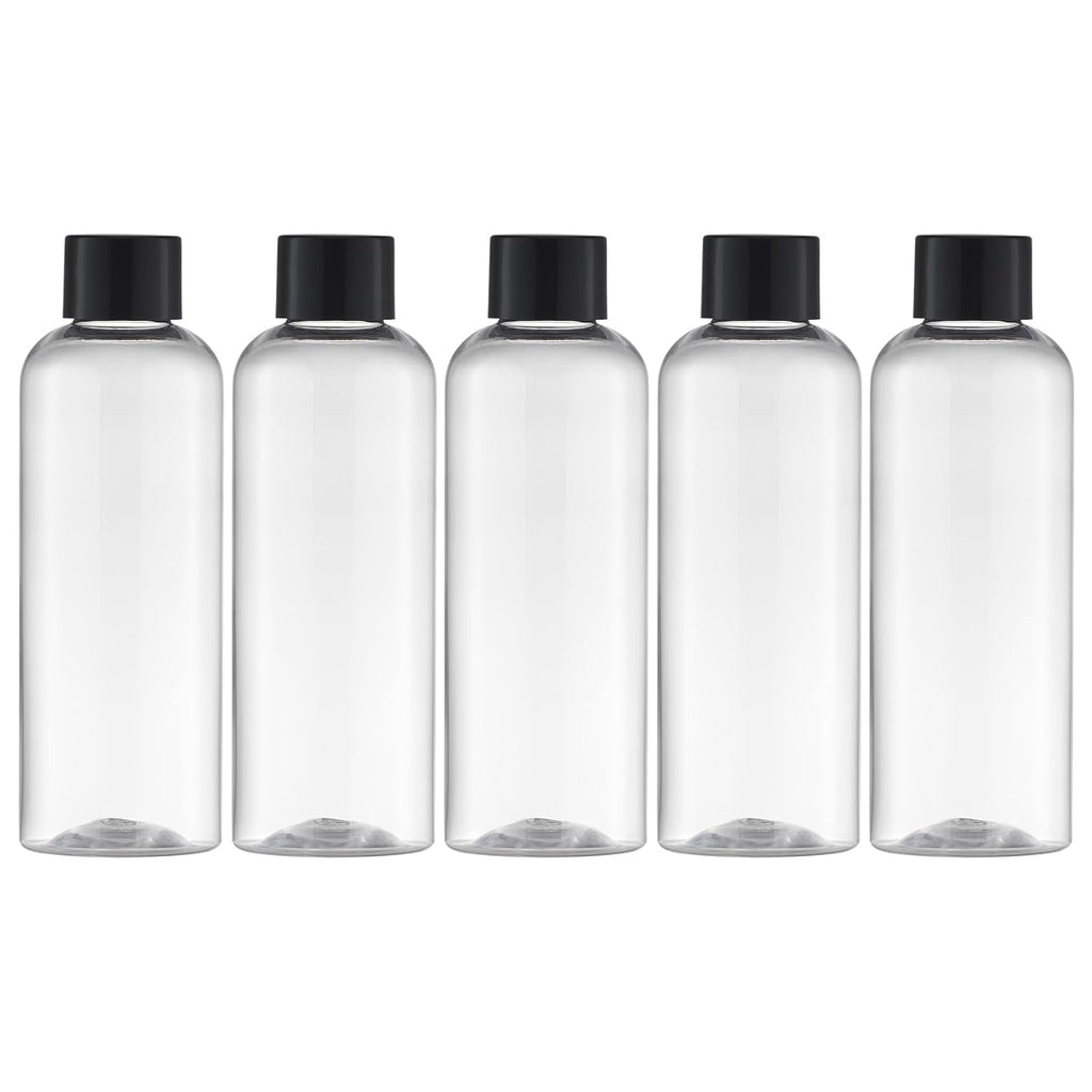 Tekson Plastic Travel Bottles 3.4 oz, Travel Size Containers for Shampoo, Empty Mouthwash Bottles with Black Screw Cap (100ml, Clear)