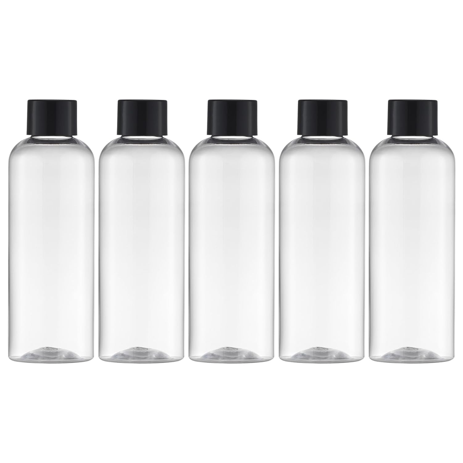Tekson Plastic Travel Bottles 3.4 oz, Travel Size Containers for Shampoo, Empty Mouthwash Bottles with Black Screw Cap (100ml, Clear)