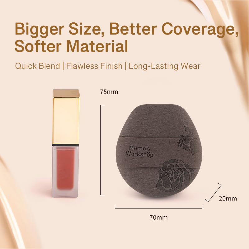 Rose Tatami Makeup Sponge Set,Double-Sided Flat-Edge Shape Rubycell for Liquid Foundations, Non-Absorbent & Fast Blending,Soft, Fluffy & Bouncy, 2 Beauty Puffs &Storage Case