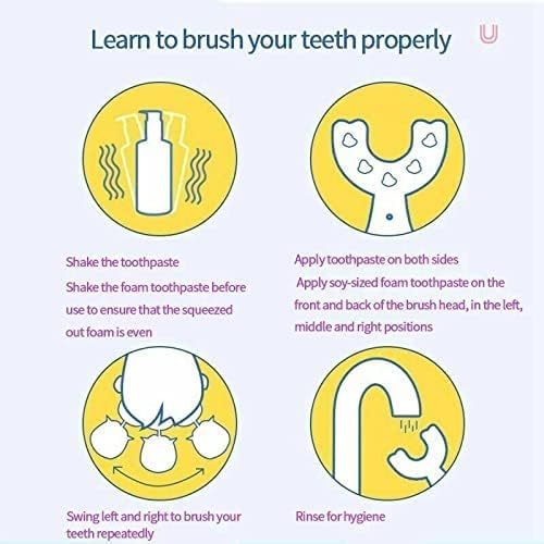 Kids Electric Toothbrush，U Shaped Toothbrush Waterproof Battery Powered 360 Automatic Sonic Toddler Toothbrushes for 8-13 Years Old for Boys Girls,with 2 Replacement Brush Heads（Pink）