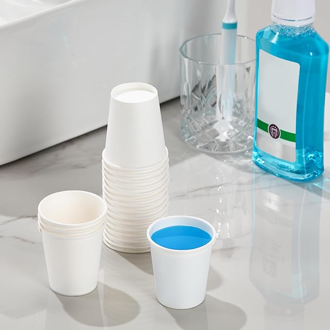 SIUQ 600 Pack 5 oz Paper Cups, Disposable Mini Bathroom Mouthwash Cups, Hot/Cold Drinking Cups, White Disposable Paper Cups for Bathroom, Home, Party, Office, Picnic, Travel
