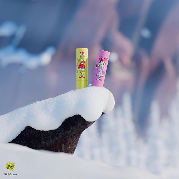 Dr. PawPaw The Grinch Set - Candy Cane and Peach Pink - Lip Scrub and Natural Lip Balm - Gluten Free Care to Exfoliate, Moisturize, Nourish - 2 pc