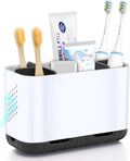 Toothbrush Holders for Bathrooms, Electric Toothbrush and Toothpaste Holder with Adjustable Dividers and Drainage, Kids Toothbrush Organizer for Bathroom Countertop