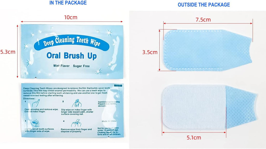 100 PCS Deep Cleaning Finger Toothbrush Teeth Cleaning Whitening Wipes for Oral Brush Ups Mint Flavor