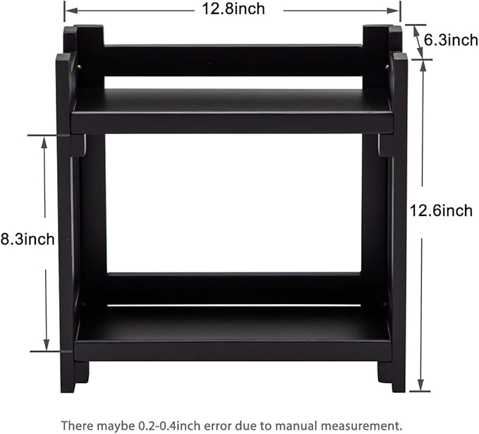 GOBAM Bamboo Makeup Organizer, Black Vanity Storage Box, Multi-Purpose Storage for Skincare, Toiletries and Desktop, 2-Tier Cosmetic Organizer Shelf for Bathroom, Countertop, Kitchen, Office