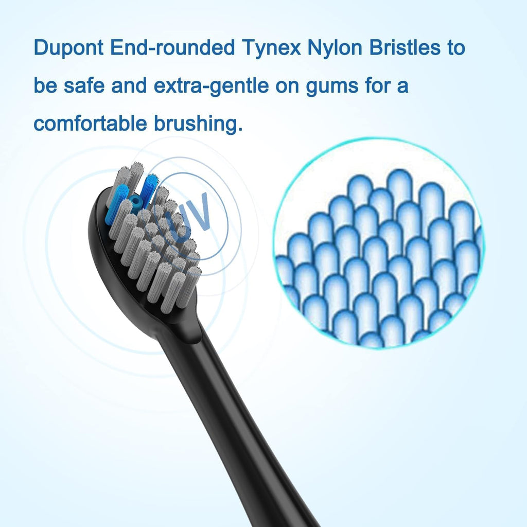 Replacement Flossing Toothbrush Heads(6-pc) Fit for Waterpik Sonic Fusion 2.0 SF-01, SF-02, SF03 & SF-04 Tooth Brush Refill Pisoniclea(SF-Black)