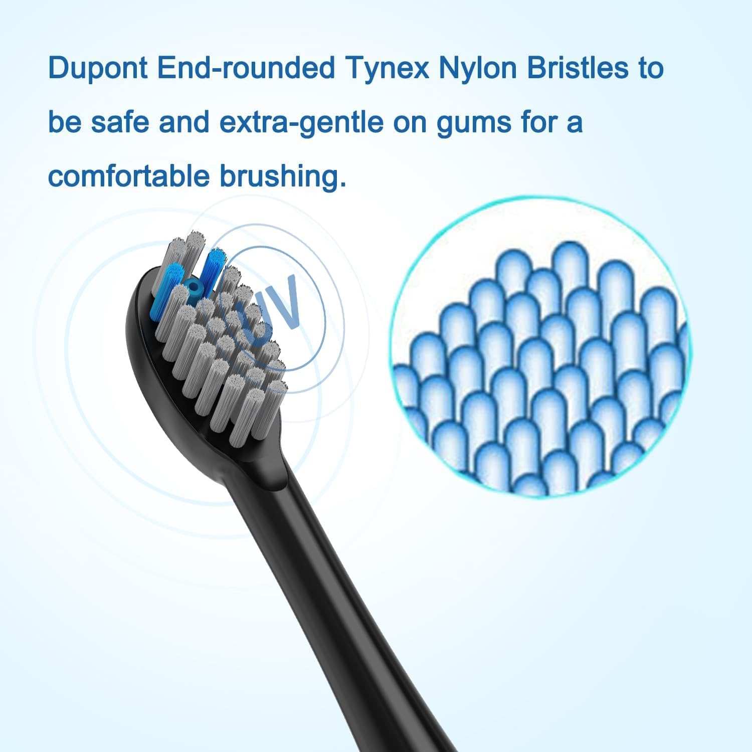 Replacement Flossing Toothbrush Heads(6-pc) Fit for Waterpik Sonic Fusion 2.0 SF-01, SF-02, SF03 & SF-04 Tooth Brush Refill Pisoniclea(SF-Black)