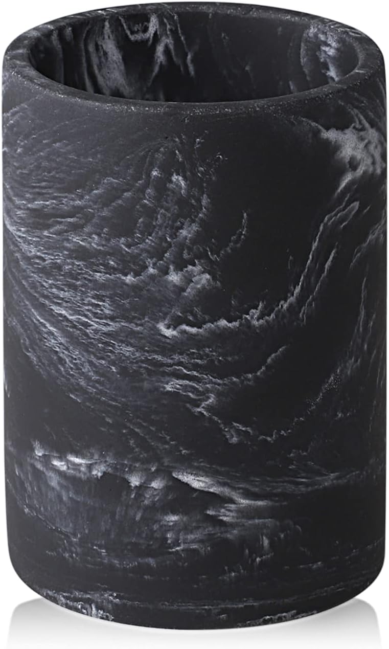 zccz Toothbrush Holder for Bathroom Marble Look, Electric Toothbrush and Toothpaste Holder, Organizer Makeup Brush and Razor, Black Marble Look Toothbrush Cup