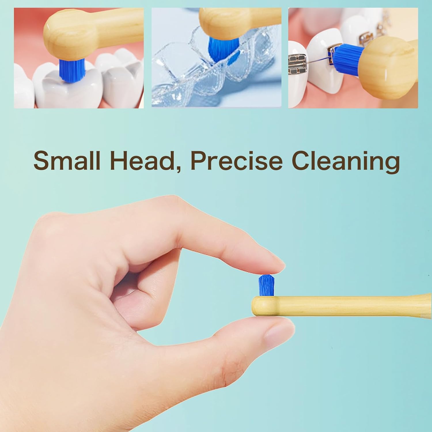 INUSO 5 Pack Bamboo End-Tuft Toothbrush for Braces & Interdental Cleaning | Orthodontic Toothbrush with German Pedex Bristles | Eco-Friendly, Soft, Precise, and Biodegradable