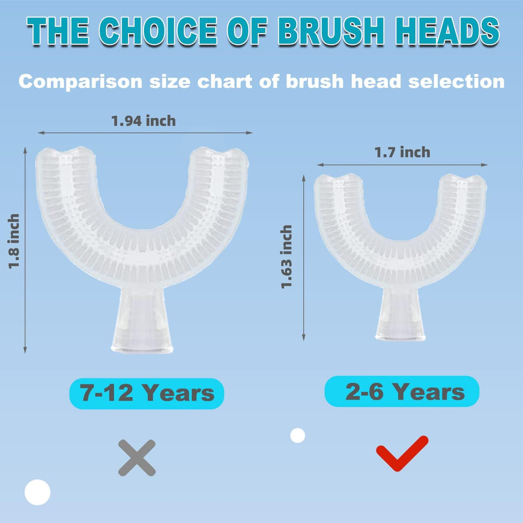 Kids U-Shaped Electric Toothbrush, Automatic Massage Toothbrush with U-Type, Cartoon Modeling Toothbrush with Three Types of Brush Heads,Battery Operated,Small for 2-6 Years,Yellow,1 Pack