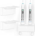Acrylic Electric Toothbrush Holder for Bathroom, Wall Mounted Electric Toothbrush Holder with Hidden Cable Management, Space-Saving and Convenient for Charging -White-2P