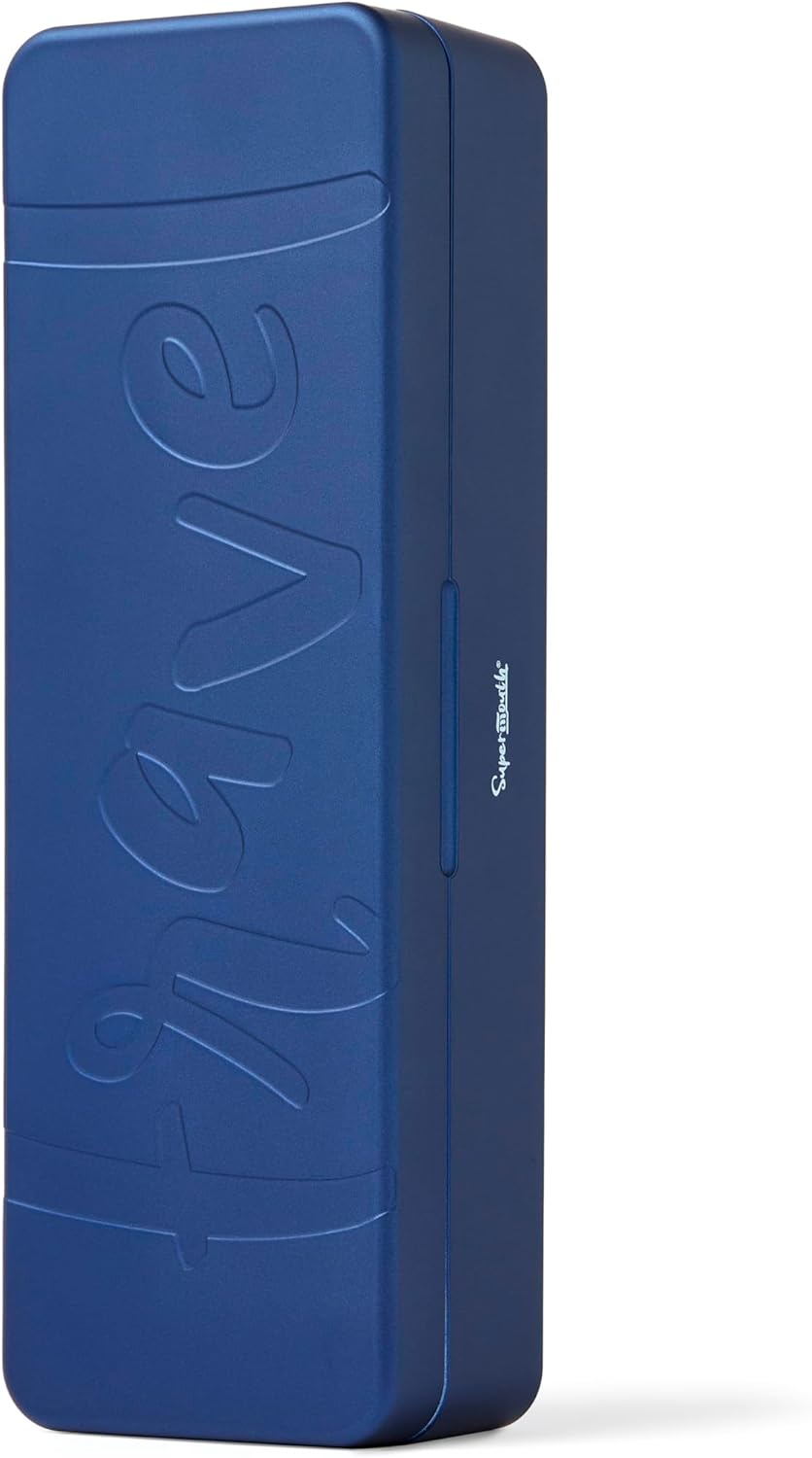 SuperMouth® Ultim8 Travel SmartCase™ - Compact Carrying Case for the SmartBrush™ - Portable UV Sanitizer - Travel-Friendly Oral Care Organizer for Toothbrush, Toothpaste & Floss - Sapphire Blue