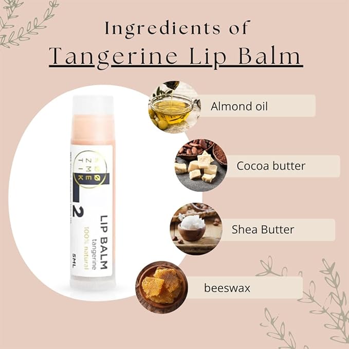 L2 Tangerine Lip Balm | Natural lip Moisturizing Care With Shea Butter, Cocoa Butter, Beeswax & Almond Oil | Hydrating Repair Formula For Soft, Smooth & Healthy Lips