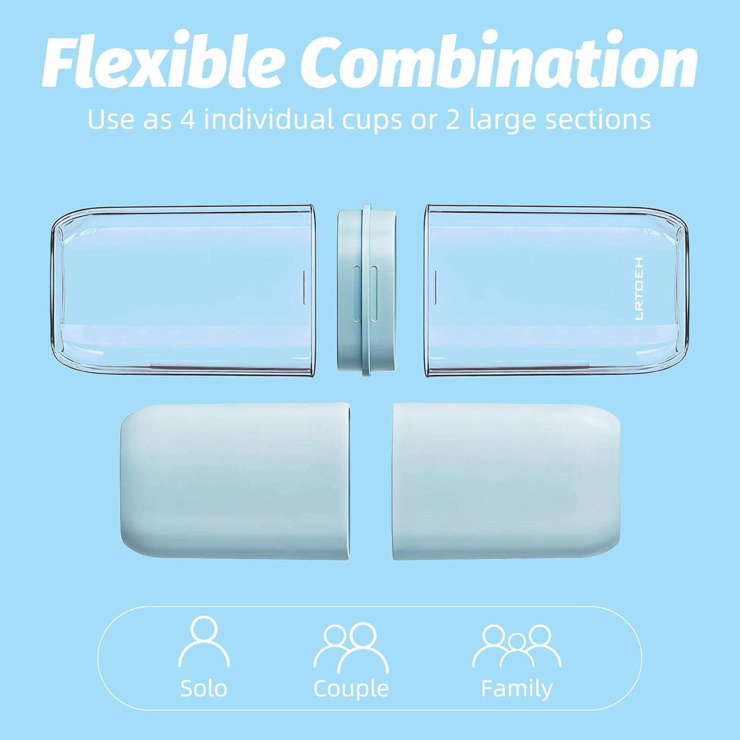 Toothbrush Travel Cup, 4-in-1 Toothbrush Holders with Cover, Portable Tooth Brush Travel Case for Family, Multi-Function Travels Cup, Toothpaste Storage Container (Blue)